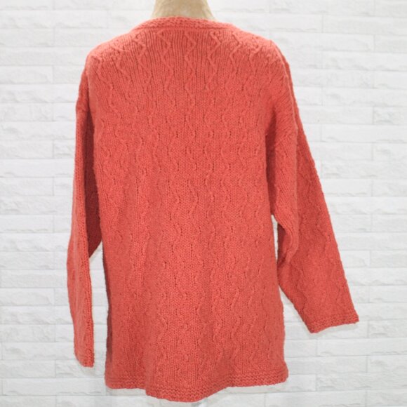 VINTAGE ERIK STEWART Sweater Knit Cotton Chevron Stripe V-Neck Classic Orange XL - Picture 5 of 13